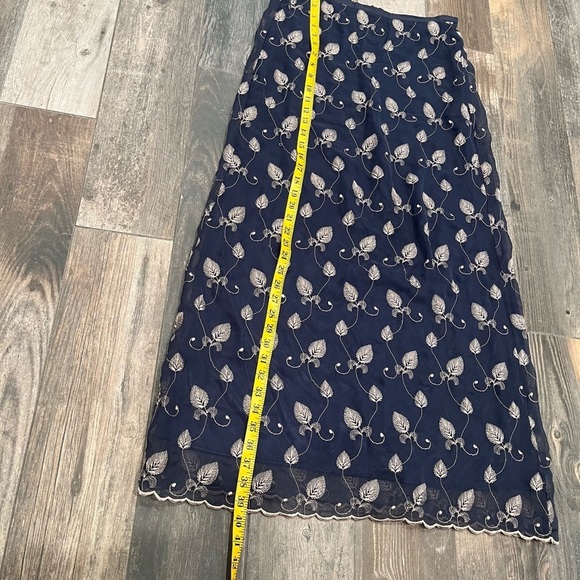 Vintage Compagnie Internationale Express Embroidery Leaves Leaf Maxi Skirt 5/6 - Picture 3 of 10